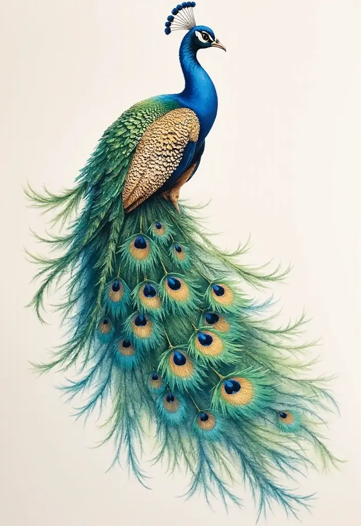 30 Safari Animal Tattoos with Bold and Exotic Designs - 4. Exotic Peacock: Vibrant Plumage