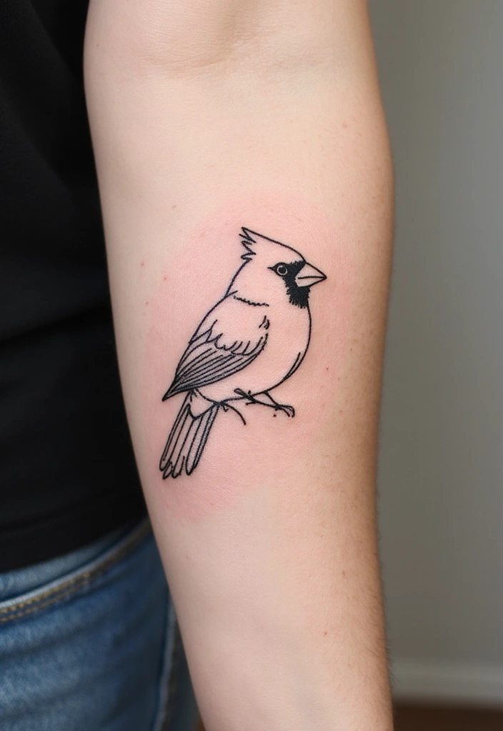 30 Small Cardinal Tattoos for Unique Inspiration 4 30 Small Cardinal Tattoos for Unique Inspiration - 4. Minimalist Line Art