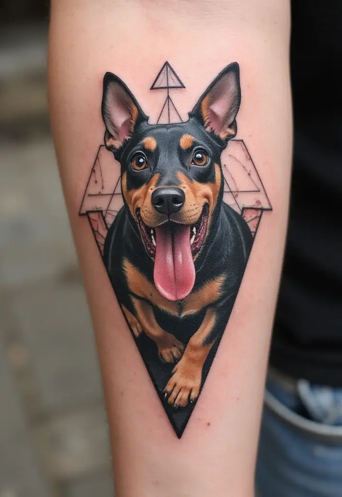50 Small Wiener Dog Tattoos with Cute and Minimalist Designs - 4. Geometric Dog Shape