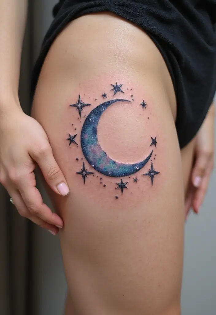50 Star Tattoo Meaning Ideas and Symbolism Explained! - 4. Stars with Moon