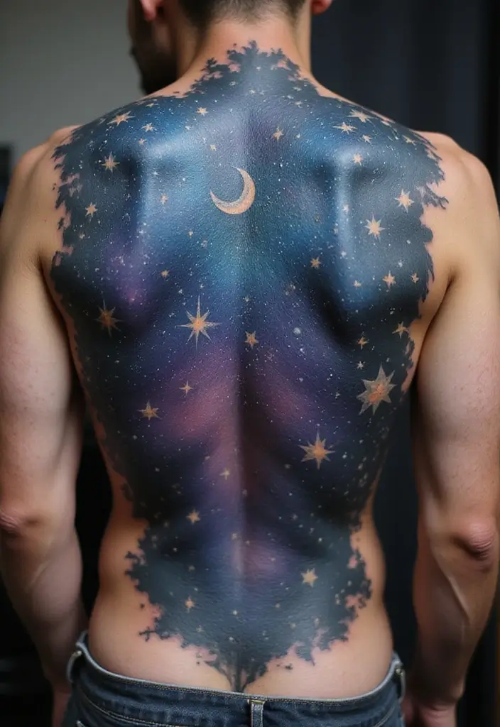 30 Star Tattoos That Are Timeless and Beautiful 4 30 Star Tattoos That Are Timeless and Beautiful - 4. Starry Sky Tattoos