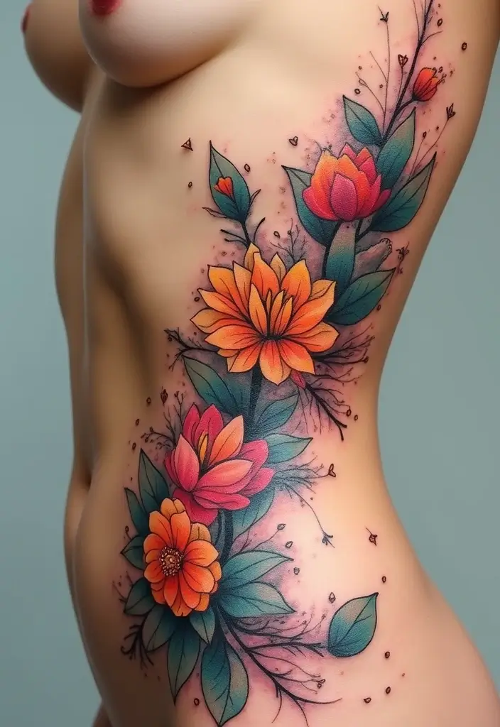 50 Wildflower Tattoo Ideas with Simple and Beautiful Designs 4 50 Wildflower Tattoo Ideas with Simple and Beautiful Designs - 4. Abstract Flora