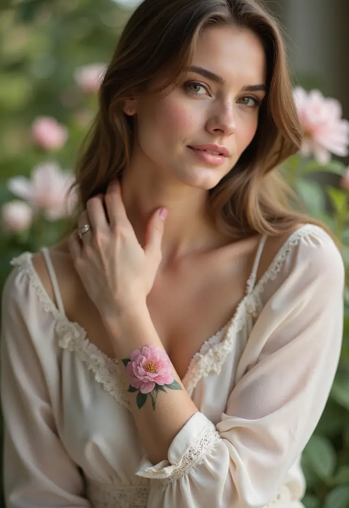 30 Wrist Tattoo Ideas for Women That Are Subtle and Stunning 4 30 Wrist Tattoo Ideas for Women That Are Subtle and Stunning - 4. Delicate Peony
