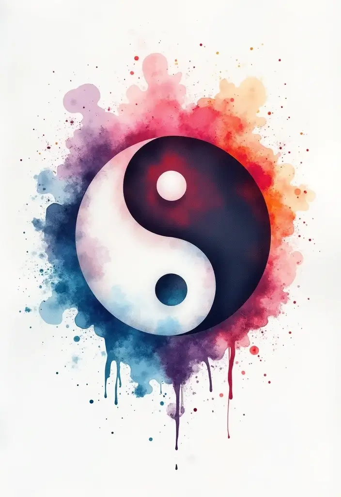 50 Yin Yang Tattoo Ideas with Balance and Harmony Symbolism - 4. Watercolor Yin Yang