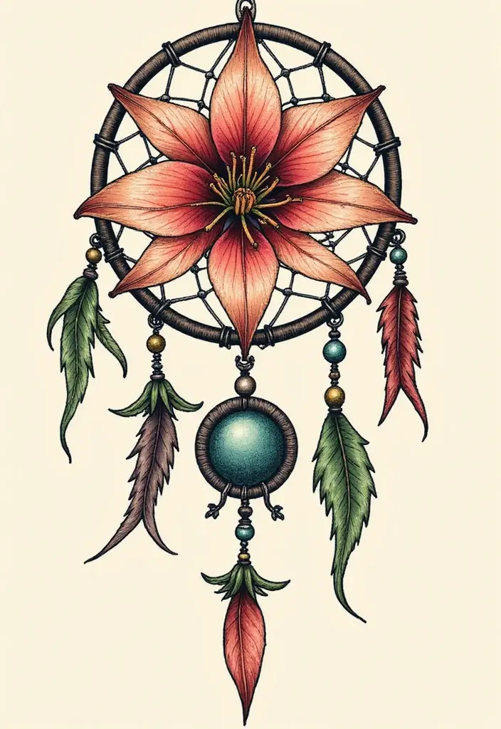50 Stargazer Lily Tattoos with Elegant and Symbolic Designs 50 50 Stargazer Lily Tattoos with Elegant and Symbolic Designs - 50. Dreamcatcher Integration