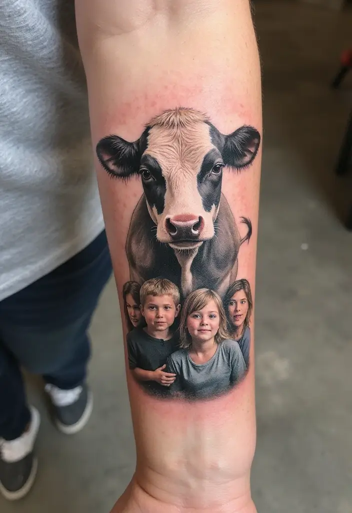 50 Cow Tattoo Designs with Fun and Unique Symbolism - 50. Cow with Family Representations