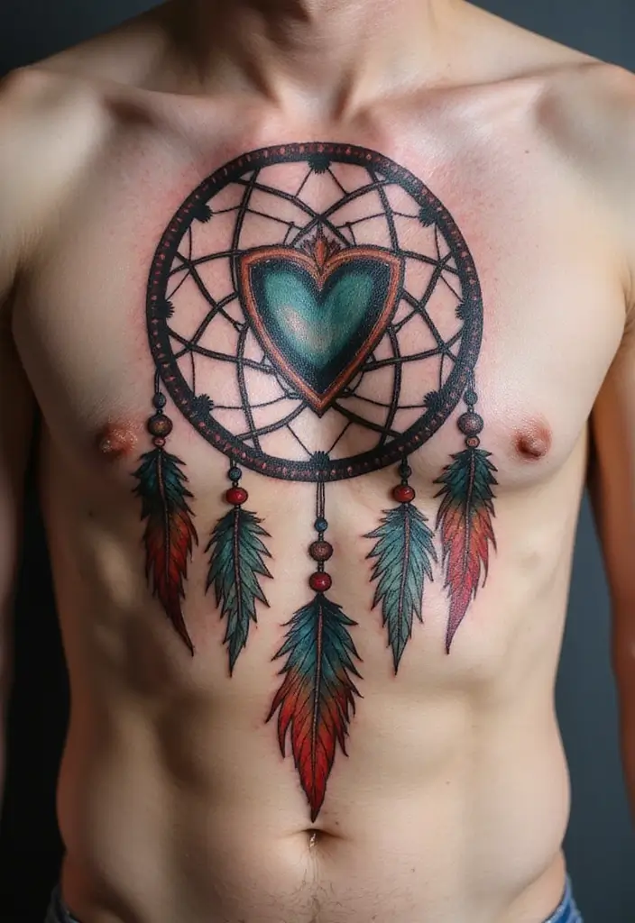 50 Dreamcatcher Tattoo Ideas with Cultural Symbolism 50 50 Dreamcatcher Tattoo Ideas with Cultural Symbolism - 50. Dreamcatcher with a Shield
