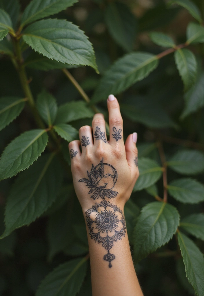 50 Beautiful Hand Tattoos for Women with Unique Design Ideas 50 50 Beautiful Hand Tattoos for Women with Unique Design Ideas - 50. Harmony and Peace