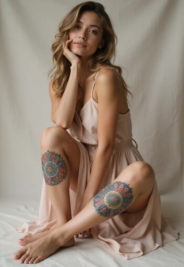 50 Mandala Knee Tattoos for Women with Elegant Patterns - 50. Mandalas Inspired by Art