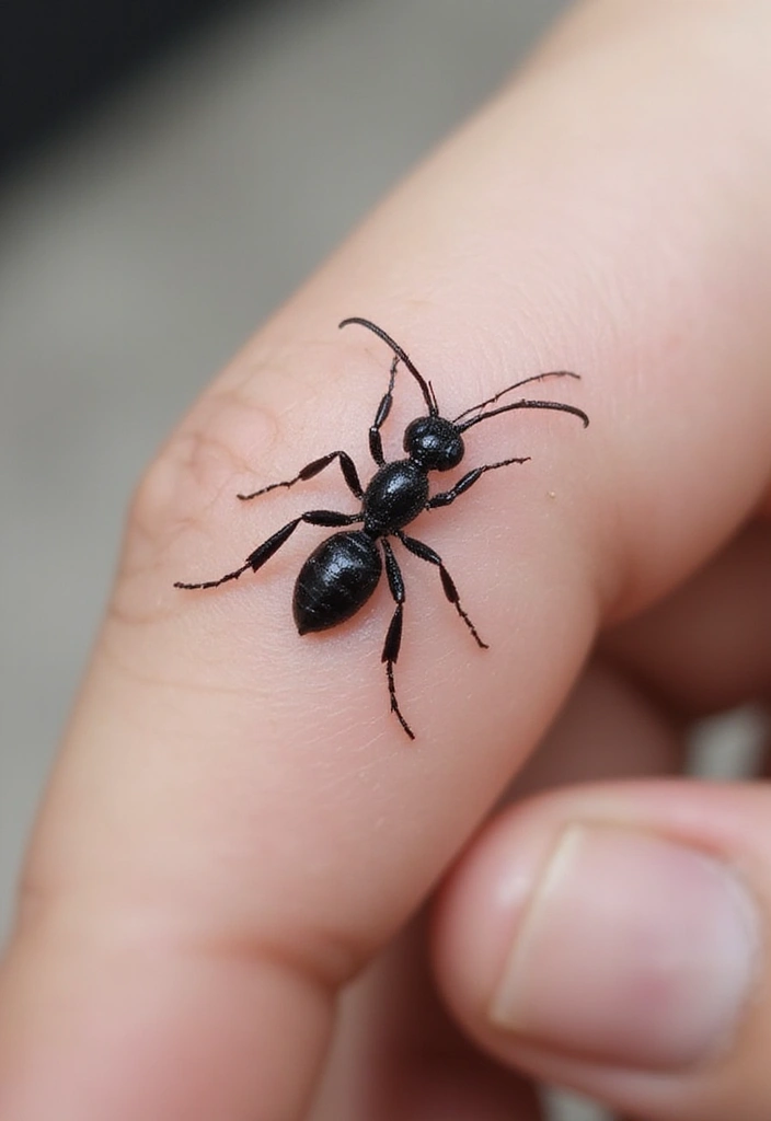 50 Bug Pin Tattoo Designs That Are Unique and Creative - 5. Minimalist Ant Tattoo