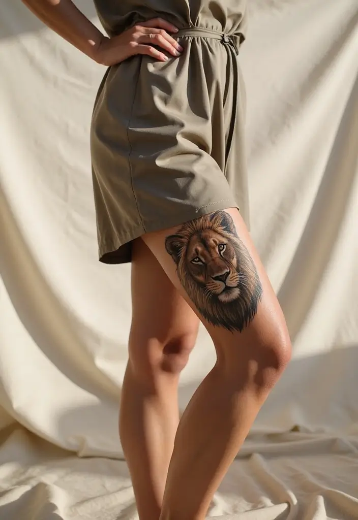 50 Above the Knee Tattoo Ideas with Unique Placement Designs 5 50 Above the Knee Tattoo Ideas with Unique Placement Designs - 5. Animal Kingdom