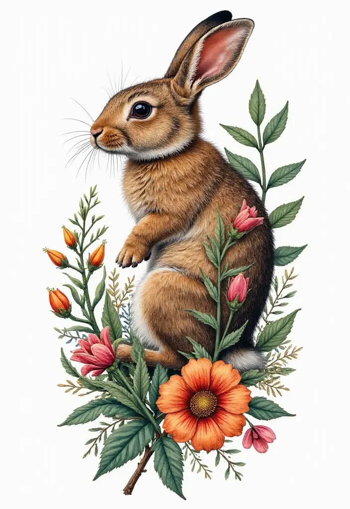 50 Bunny Tattoo Meaning Inspirations for Cute and Creative Designs - 5. Bunny and Nature Elements