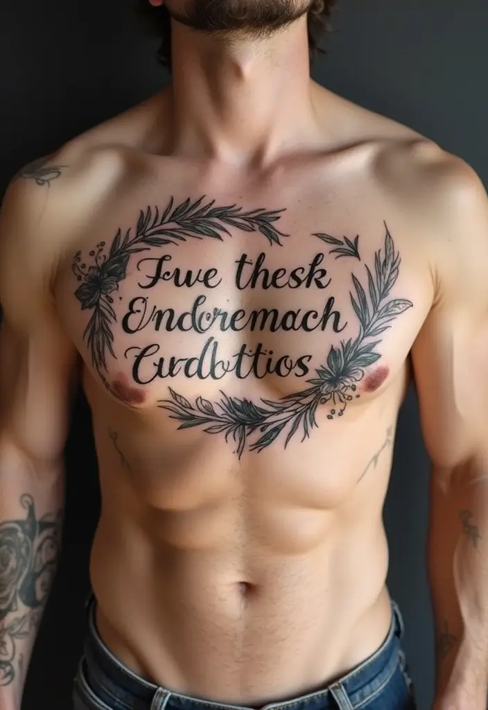 50 Best Chest Tattoo Ideas for Men and Women in 2025 5 50 Best Chest Tattoo Ideas for Men and Women in 2025 - 5. Script Tattoos