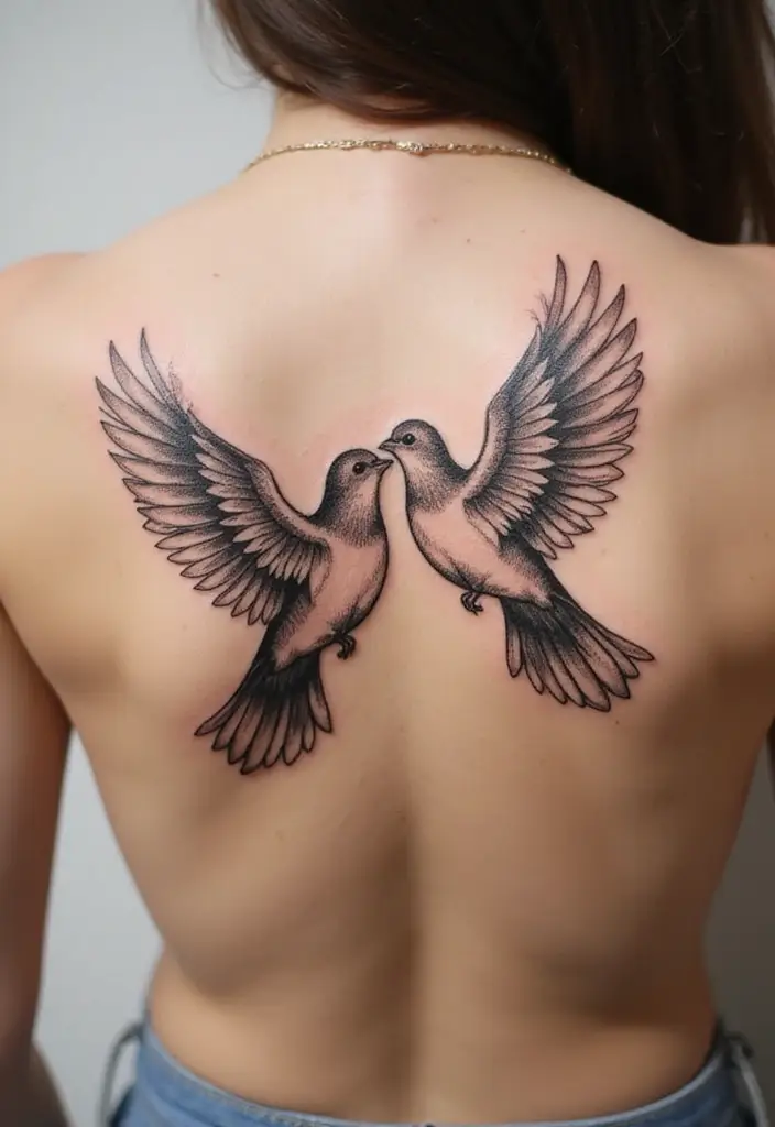 50 Christian Back Tattoos with Meaningful and Powerful Designs - 5. Doves of Peace