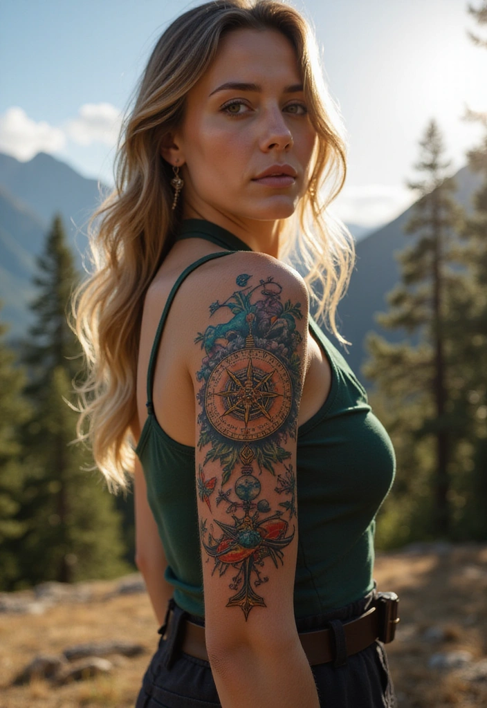 50 Compass Tattoo Meaning Ideas and Symbolic Designs - 5. Travel Inspirations
