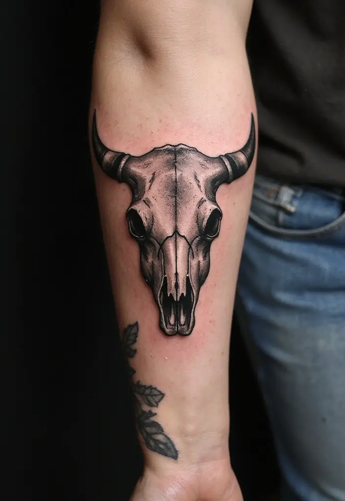 50 Cow Tattoo Designs with Fun and Unique Symbolism - 5. Cow Skull Tattoo