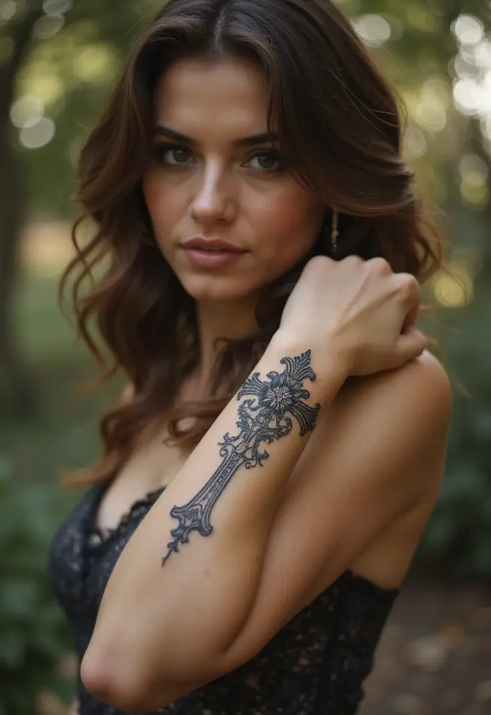 30 Cross Tattoos on Wrist with Meaningful and Elegant Designs 5 30 Cross Tattoos on Wrist with Meaningful and Elegant Designs - 5. Vintage Cross Tattoo