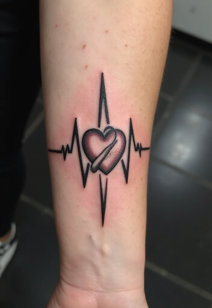 30 Heart Beat Tattoo Designs with Special Meaning 5 30 Heart Beat Tattoo Designs with Special Meaning - 5. Heartbeat with Infinity Symbol