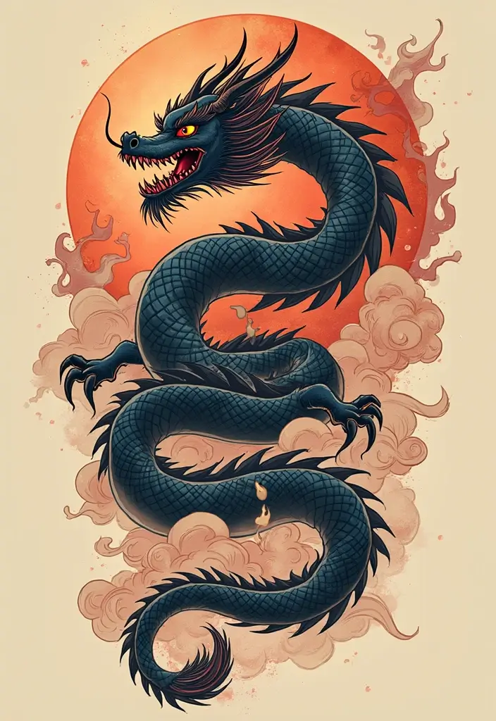 50 Oni Tattoo Designs with Powerful Japanese Symbolism 5 50 Oni Tattoo Designs with Powerful Japanese Symbolism - 5. Oni Incorporating the Dragon