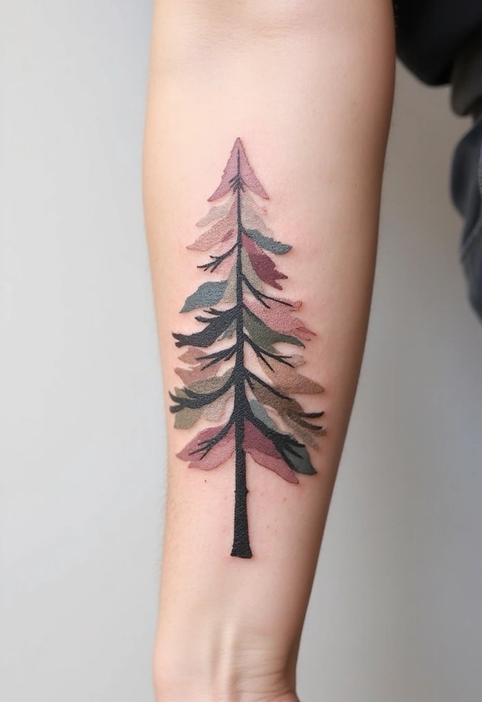 30 Pine Tree Tattoo Ideas with Nature-Inspired Symbolism - 5. Geometric Pine Tree