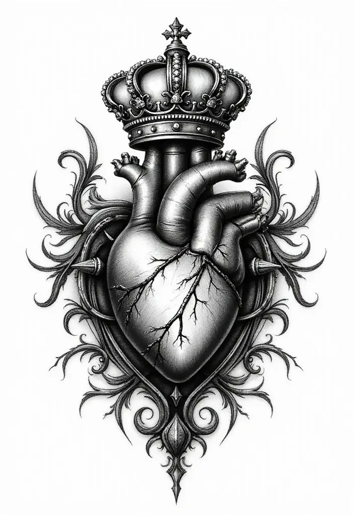 30 Sacred Heart Tattoo Ideas with Spiritual Symbolism 5 30 Sacred Heart Tattoo Ideas with Spiritual Symbolism - 5. Sacred Heart with a Crown