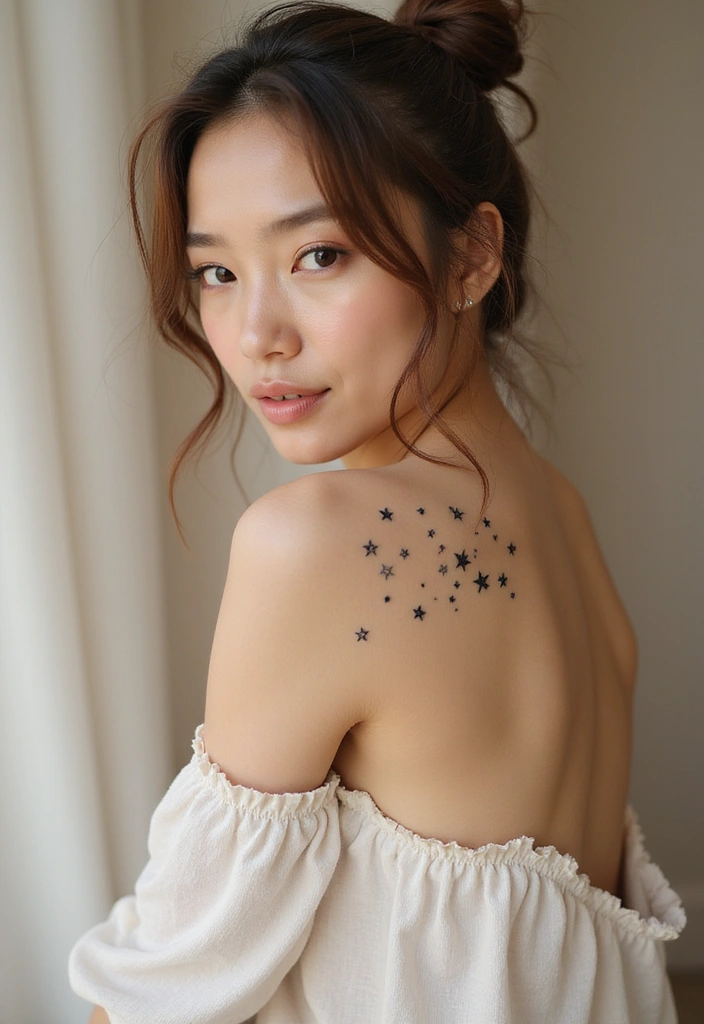 30 Shoulder Star Tattoos with Creative and Stylish Designs 5 30 Shoulder Star Tattoos with Creative and Stylish Designs - 5. Small Stars Cluster