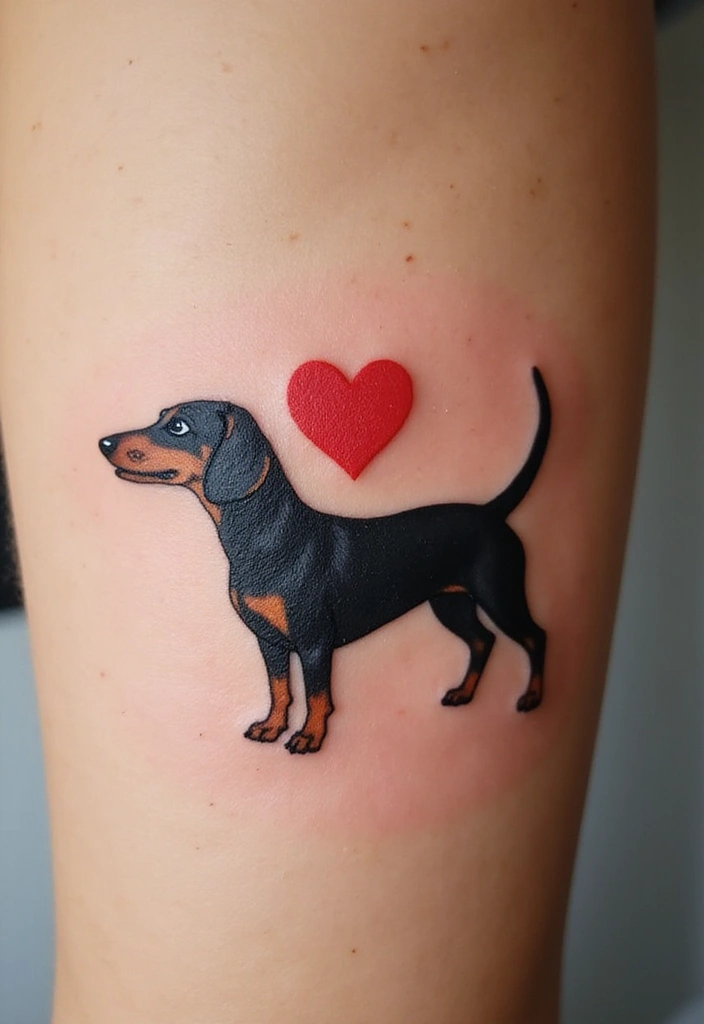 50 Small Wiener Dog Tattoos with Cute and Minimalist Designs - 5. Heartfelt Silhouette
