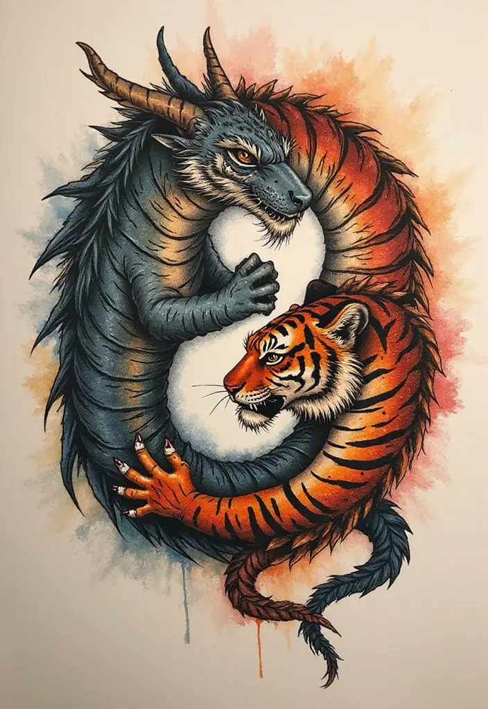 50 Yin Yang Tattoo Ideas with Balance and Harmony Symbolism - 5. Yin Yang with Animals