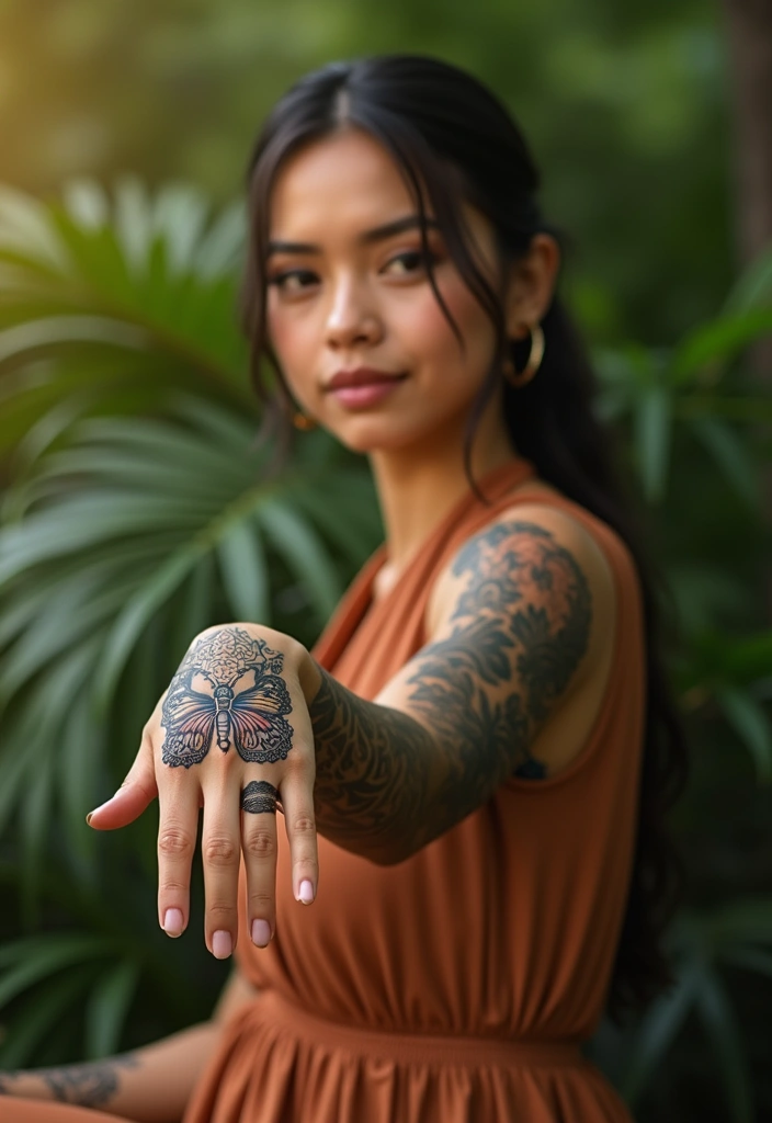 50 Beautiful Butterfly Hand Tattoos for Women: Creative Designs to Inspire Your Next Body Art 8 50 Beautiful Butterfly Hand Tattoos for Women: Creative Designs to Inspire Your Next Body Art - 8. Ornate Tribal Butterfly