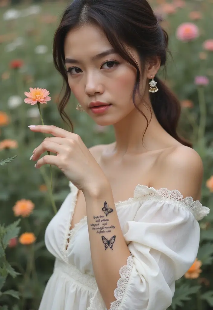 50 Beautiful Butterfly Hand Tattoos for Women: Creative Designs to Inspire Your Next Body Art 9 50 Beautiful Butterfly Hand Tattoos for Women: Creative Designs to Inspire Your Next Body Art - 9. Butterfly with Inspirational Quote