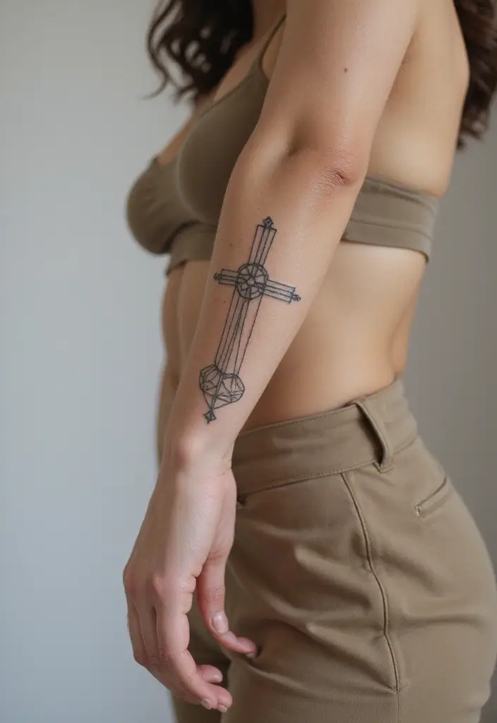 50 Cross Tattoo Ideas for Men and Women with Deep Meaning - 6. Geometric Cross
