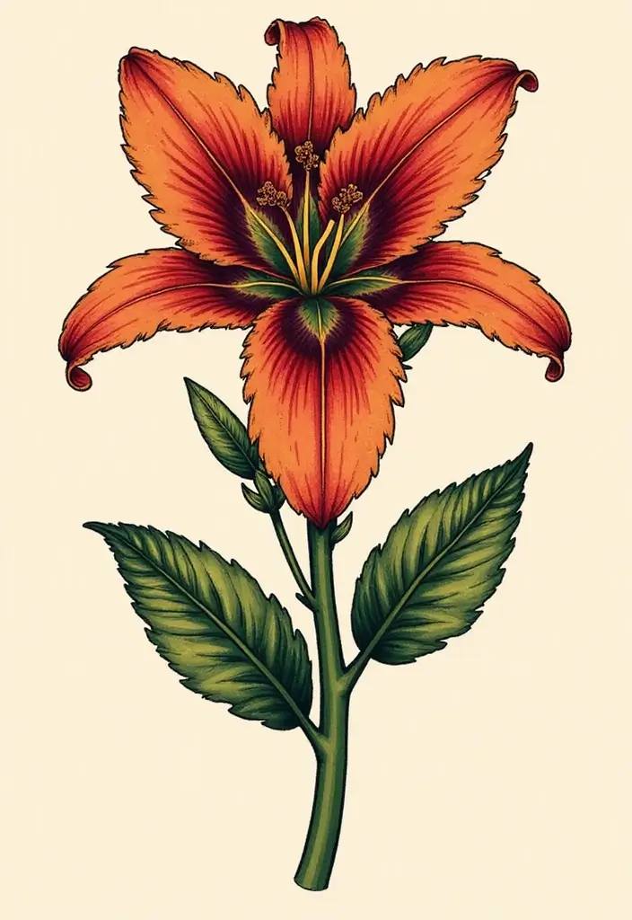 50 Stargazer Lily Tattoos with Elegant and Symbolic Designs 6 50 Stargazer Lily Tattoos with Elegant and Symbolic Designs - 6. Traditional American Style
