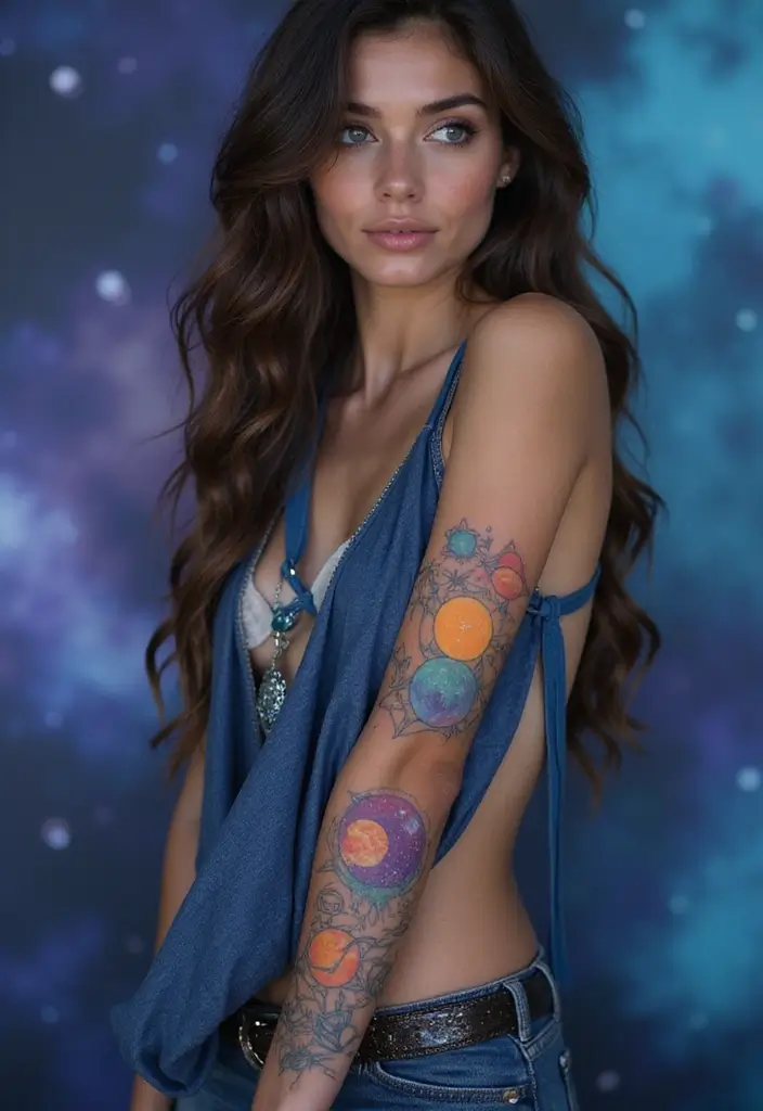 30 Elbow Tattoo Designs with Unique and Eye-Catching Styles - 6. Celestial Designs