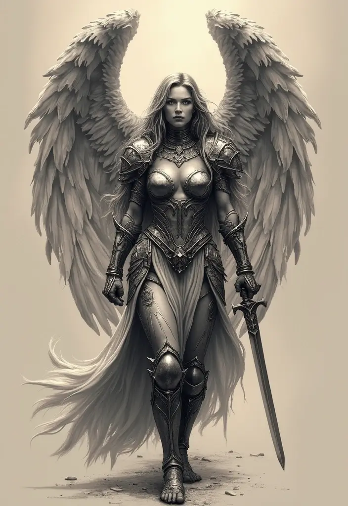 50 God of War Tattoo Ideas for True Fans of the Game - 6. Valkyrie Design