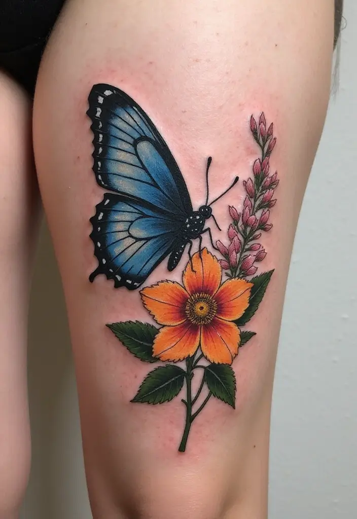 50 Half Butterfly Half Flower Tattoo Designs and Inspirations - 6. Nature’s Touch