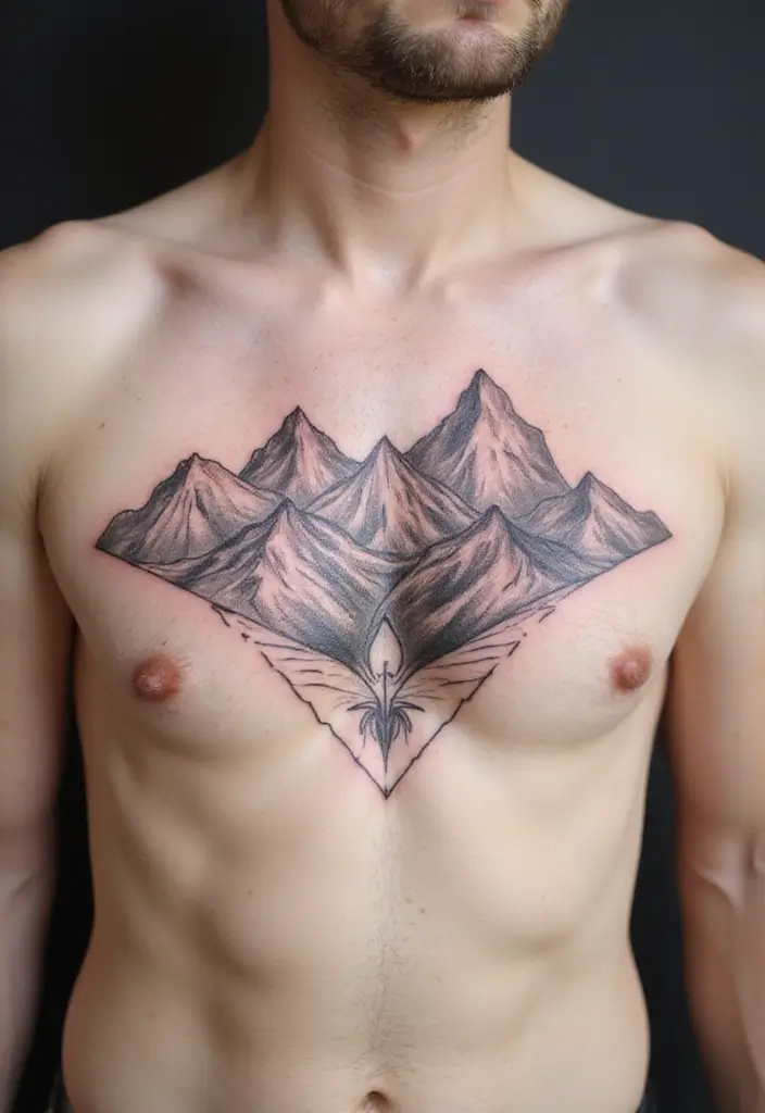 50 Mountain Tattoo Ideas with Powerful and Minimalist Designs 6 50 Mountain Tattoo Ideas with Powerful and Minimalist Designs - 6. Peaks and Valleys
