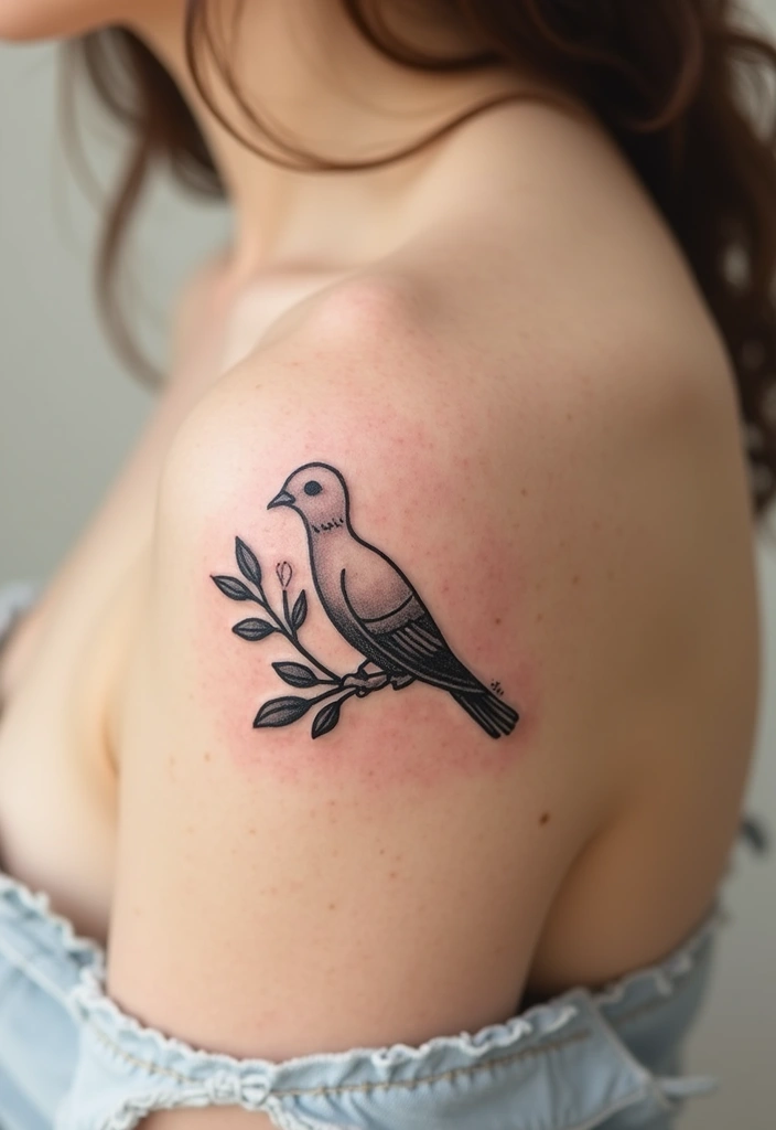 30 Olive Branch Tattoo Meaning and Design Inspirations - 6. Olive Branch and Dove