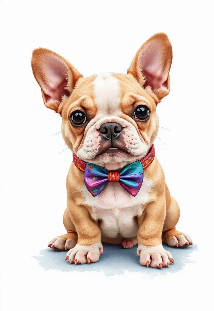 30 Realistic English and French Bulldog Tattoos You’ll Love - 6. Cute Bulldog in a Bowtie