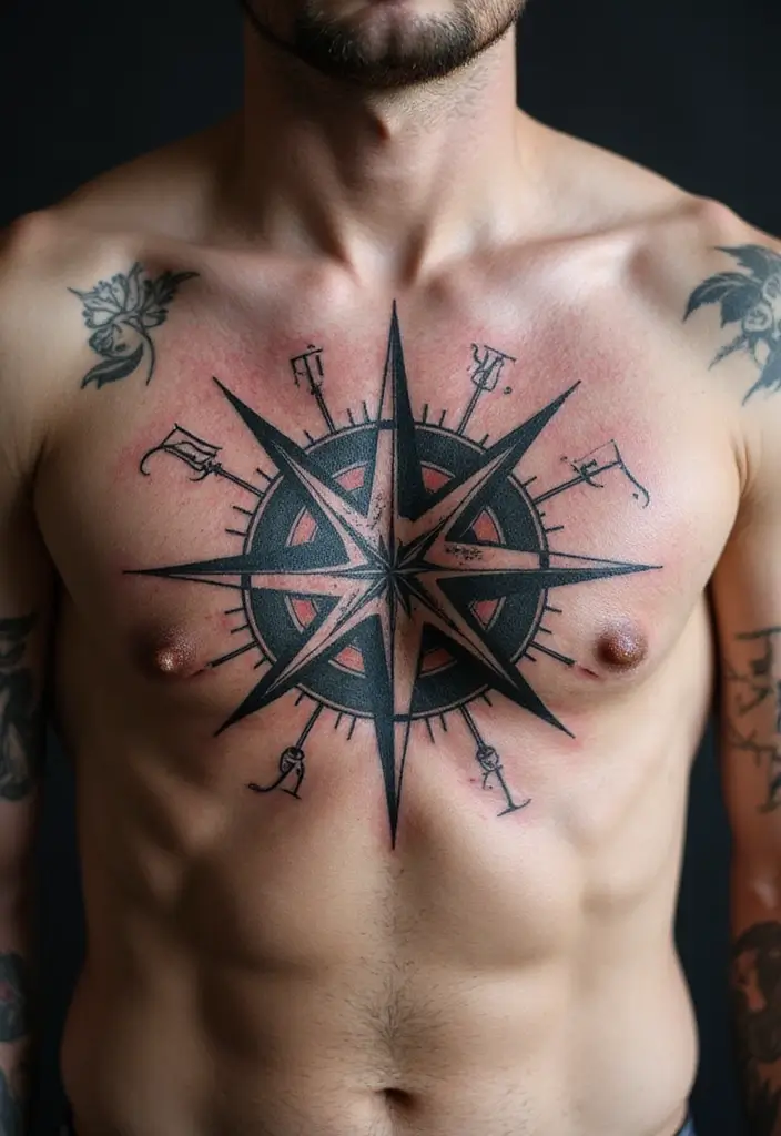 50 Star Tattoo Meaning Ideas and Symbolism Explained! - 6. Star and Compass