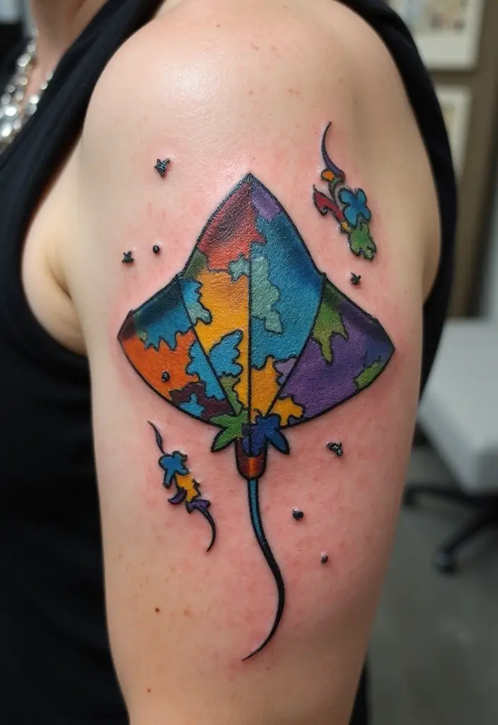 50 Stingray Tattoo Designs and Their Symbolic Meanings - 6. Abstract Stingray