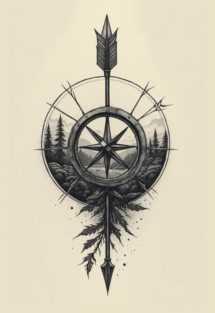 30 Symbolism of Arrow Tattoo Ideas You Should Know 6 30 Symbolism of Arrow Tattoo Ideas You Should Know - 6. Arrow and Compass