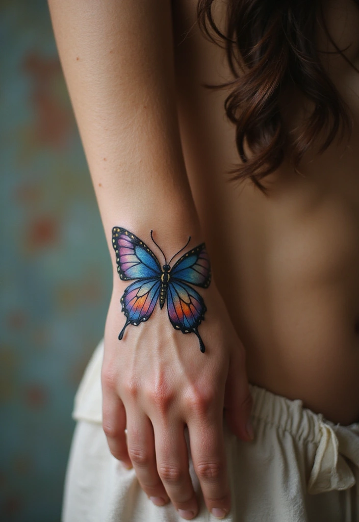 50 Beautiful Butterfly Hand Tattoos for Women: Creative Designs to Inspire Your Next Body Art 18 50 Beautiful Butterfly Hand Tattoos for Women: Creative Designs to Inspire Your Next Body Art - 18. Butterfly with Feathers