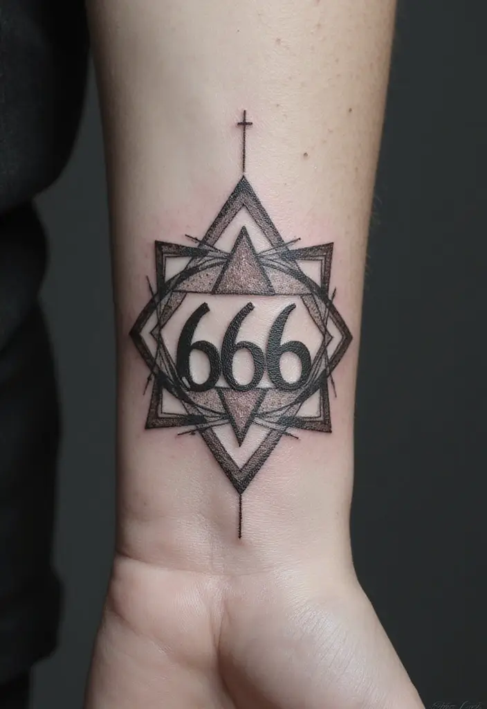 30 Unique 666 Tattoo Designs and Their Dark Meanings 7 30 Unique 666 Tattoo Designs and Their Dark Meanings - 7. Geometric 666 Designs