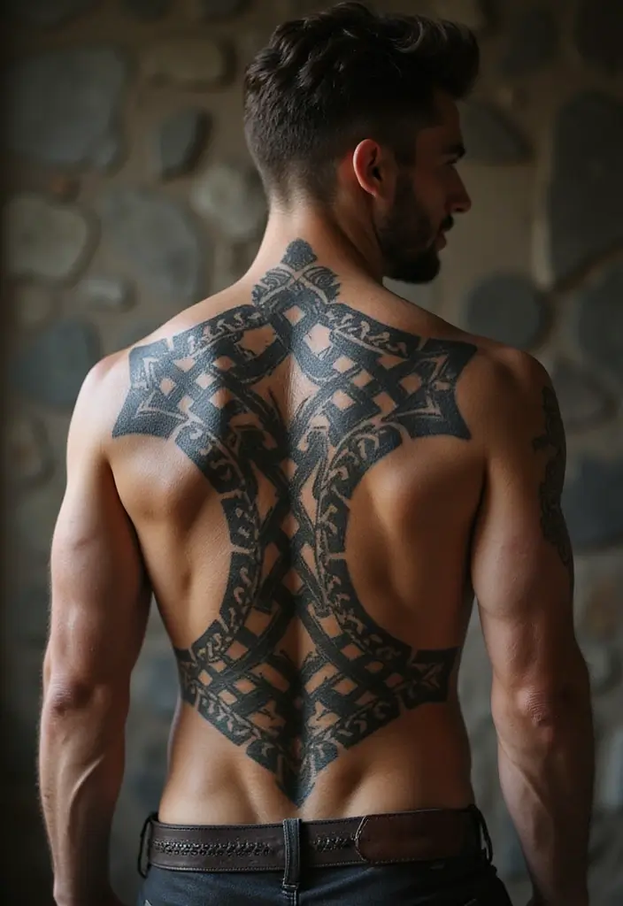 30 Back Tattoo Ideas for Men with Bold and Powerful Designs 7 30 Back Tattoo Ideas for Men with Bold and Powerful Designs - 7. Celtic Knots