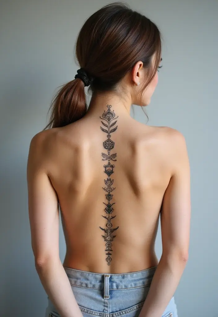 50 Baddie Women’s Spine Tattoos That Look Absolutely Stunning - 7. Personal Symbols
