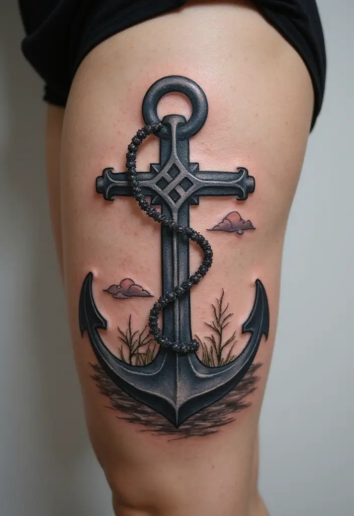30 Celtic Cross Tattoos for Men and Women with Spiritual Value 7 30 Celtic Cross Tattoos for Men and Women with Spiritual Value - 7. Anchor Celtic Cross