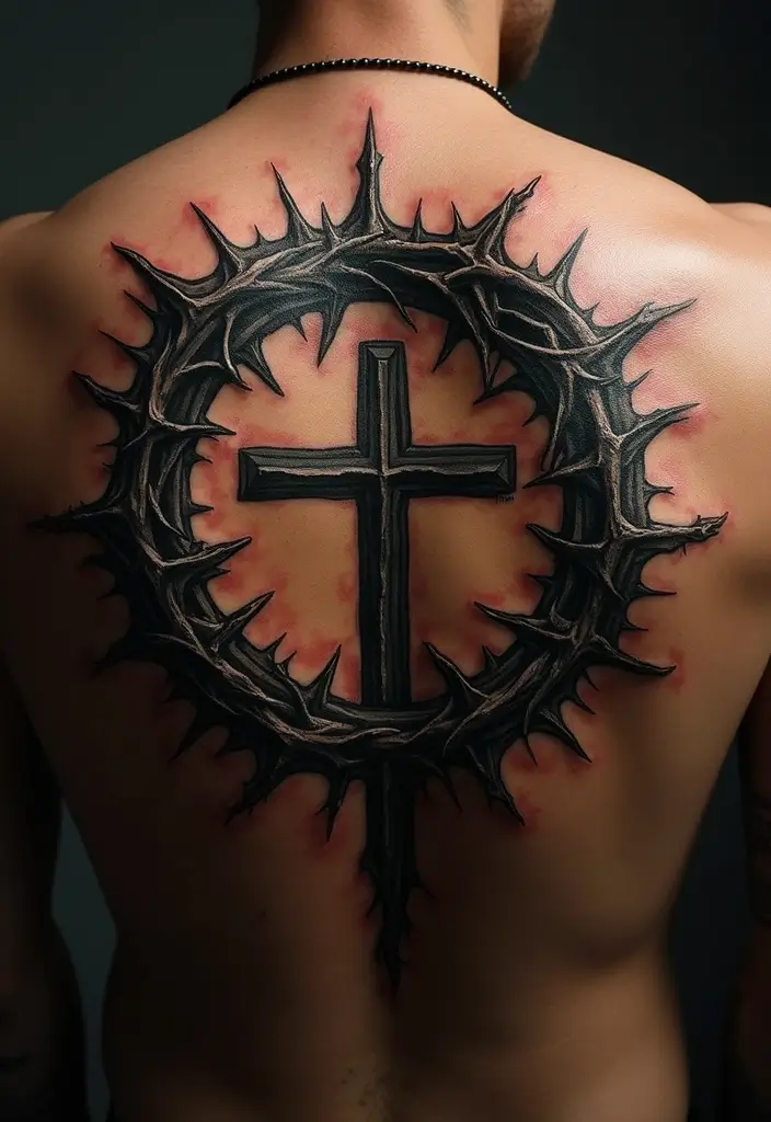 50 Christian Back Tattoos with Meaningful and Powerful Designs - 7. Crown of Thorns