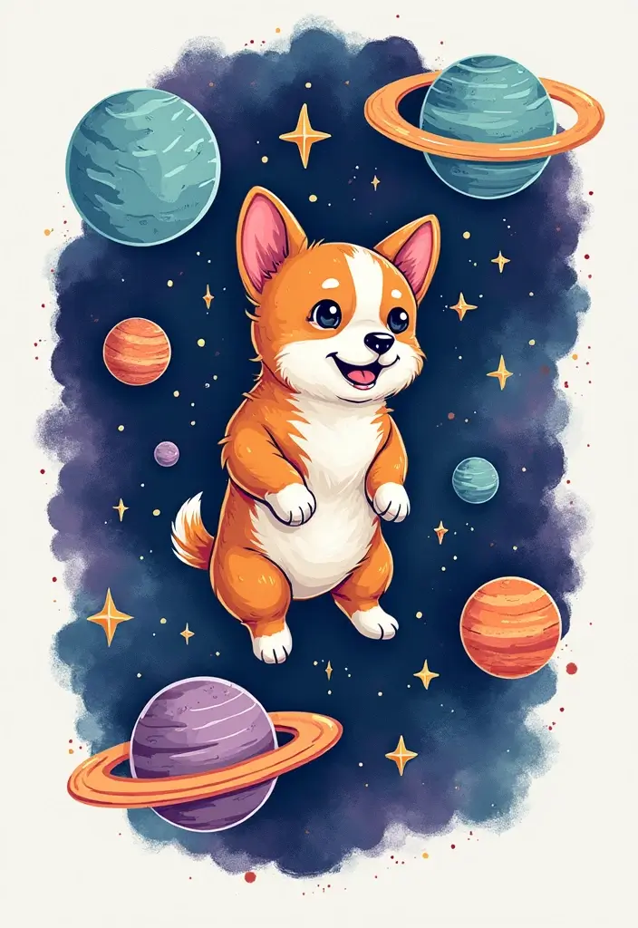 50 Creative Corgi Tattoo Ideas for Dog Lovers 7 50 Creative Corgi Tattoo Ideas for Dog Lovers - 7. Corgi in Space