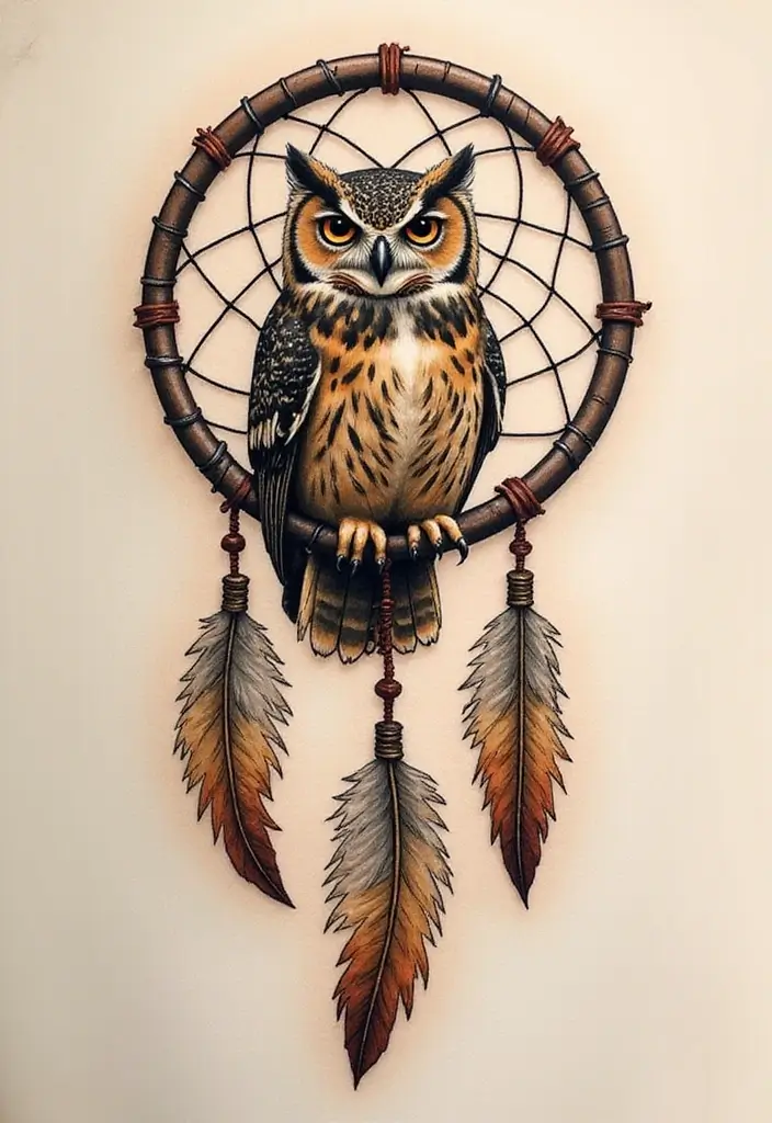 50 Dreamcatcher Tattoo Ideas with Cultural Symbolism 7 50 Dreamcatcher Tattoo Ideas with Cultural Symbolism - 7. Dreamcatcher with Animals