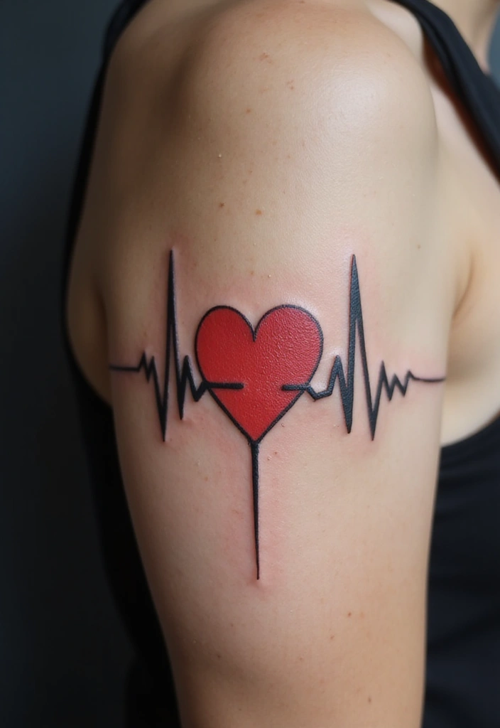 30 Heart Beat Tattoo Designs with Special Meaning 7 30 Heart Beat Tattoo Designs with Special Meaning - 7. Geometric Heartbeat Tattoo
